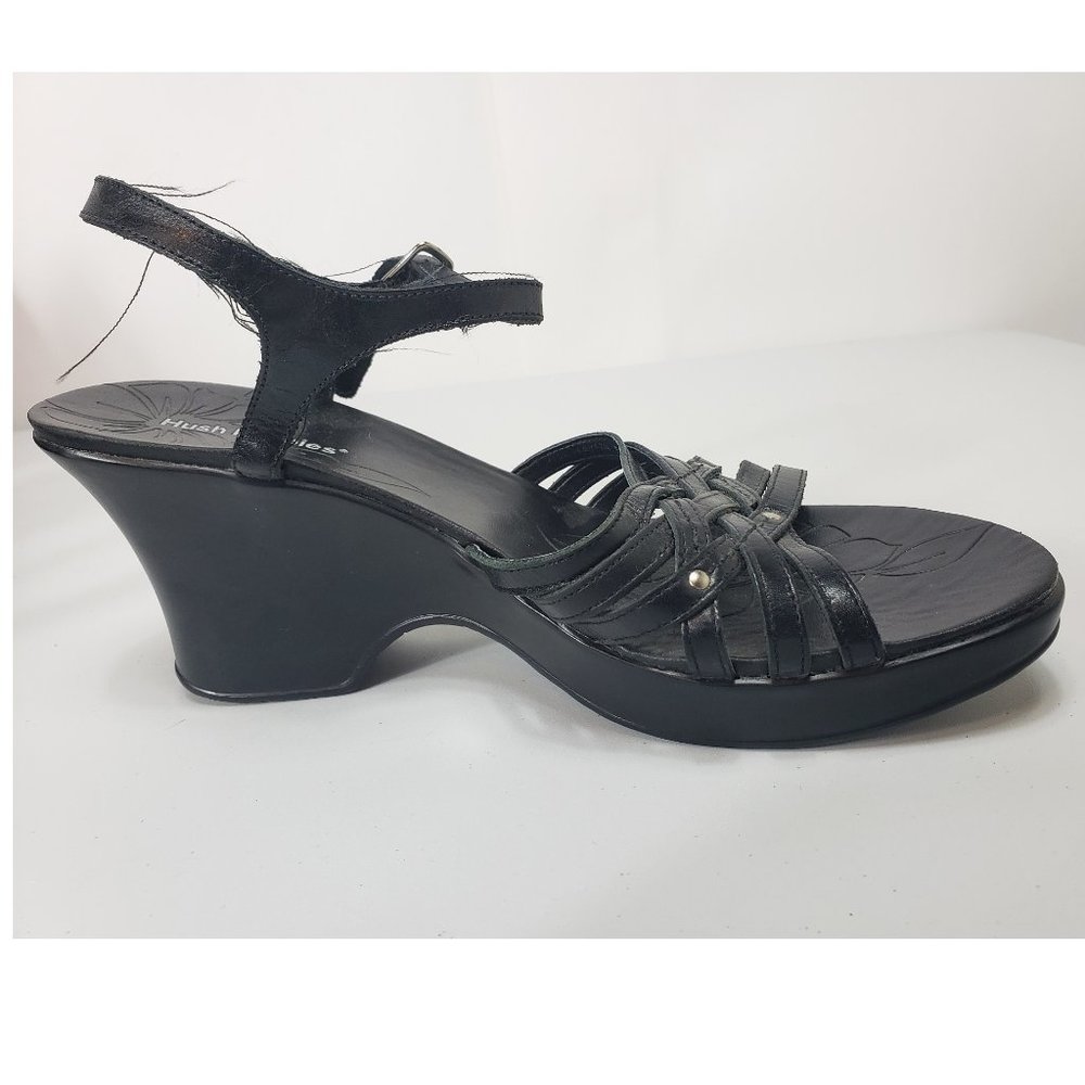 Hush Puppies Low Gladiator Heels Black 9.5